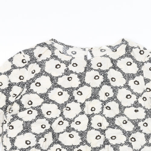 H&M Womens White Floral  Basic T-Shirt Size 8
