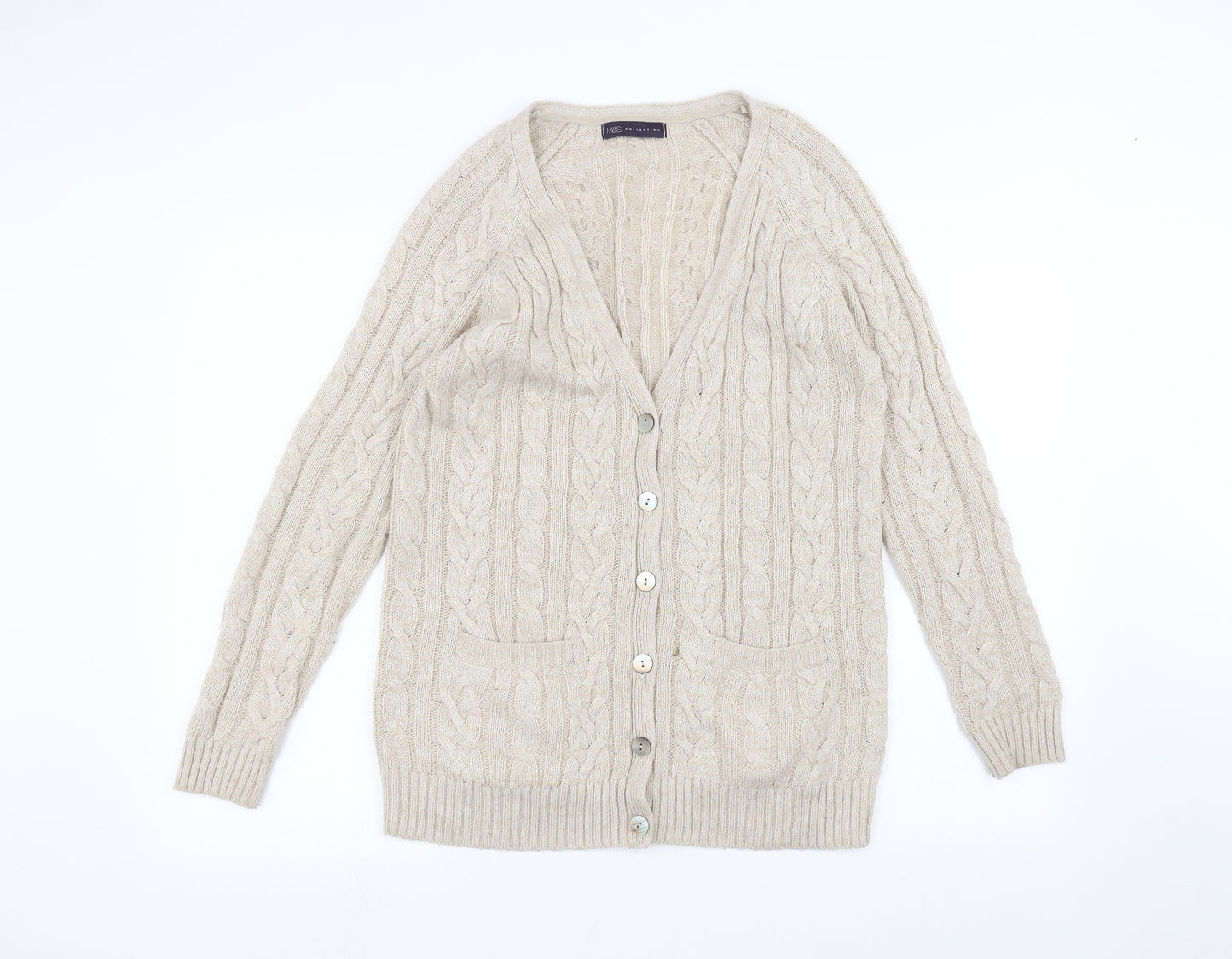 Marks and Spencer Womens Beige   Jacket Coatigan Size 8