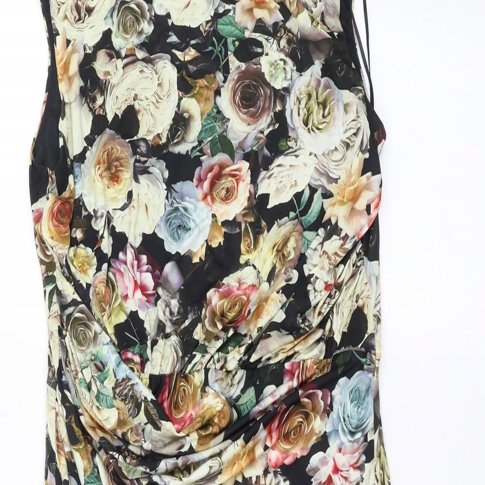 Phase Eight Womens Black Floral  Pencil Dress  Size 14