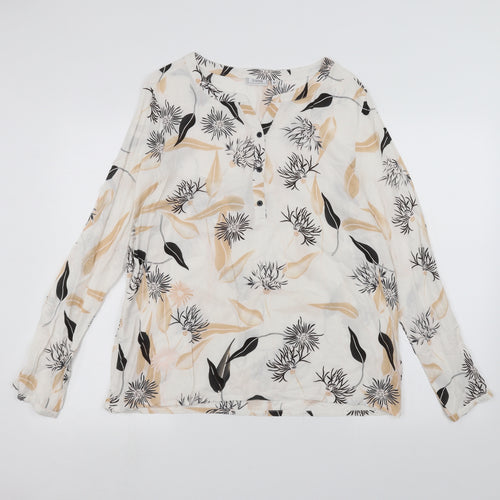 fransa Womens White Floral  Basic Blouse Size M