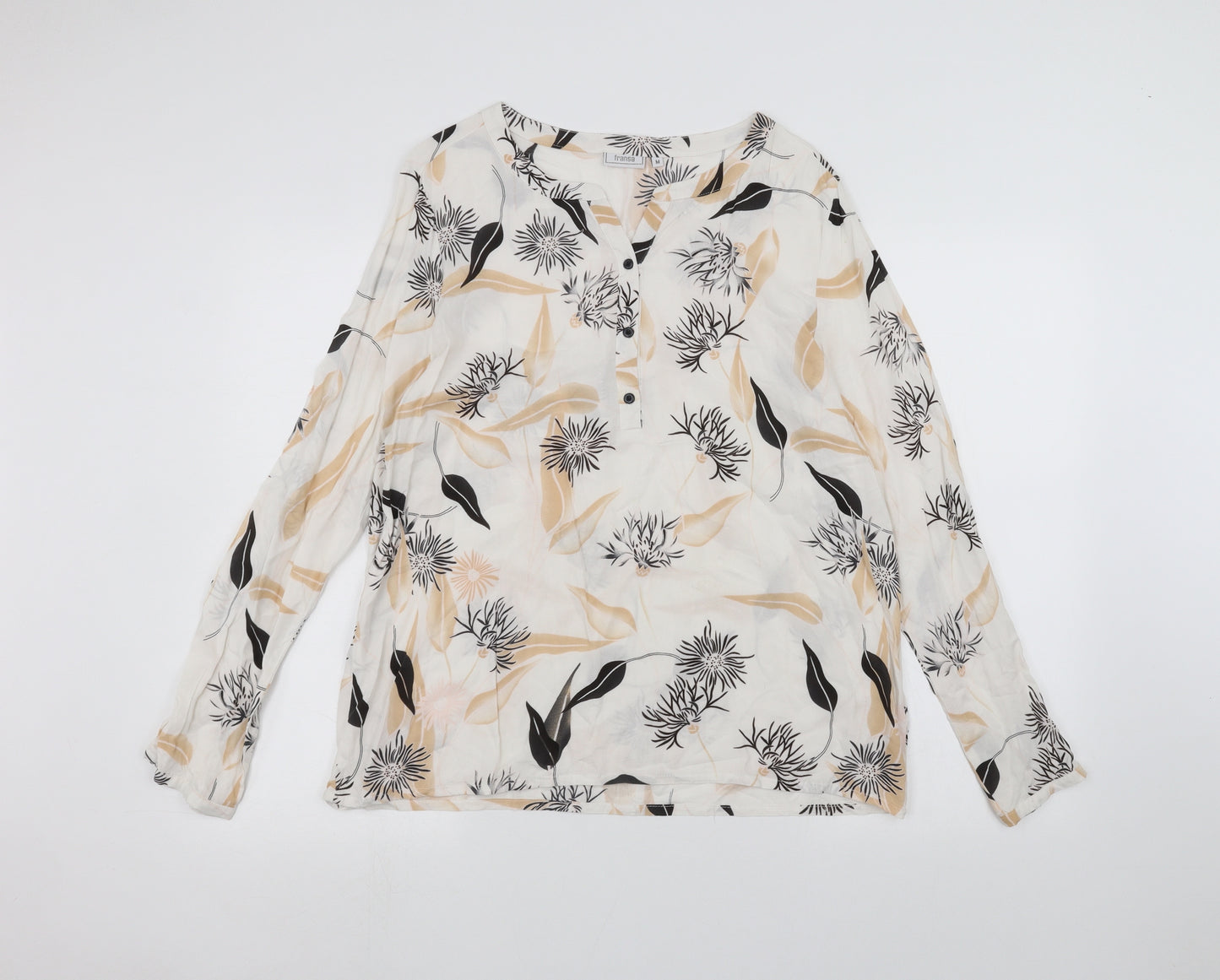 fransa Womens White Floral  Basic Blouse Size M
