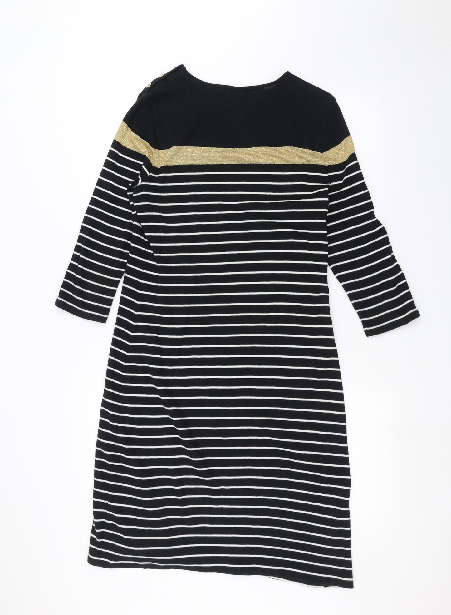 Lauren Ralph Lauren Womens Black Striped  A-Line  Size M