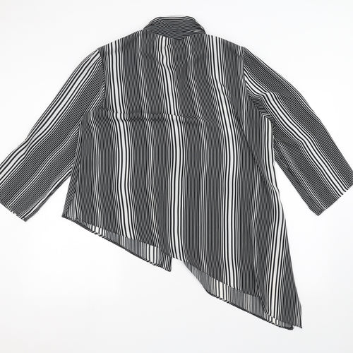 Peacocks Womens White Striped  Basic Button-Up Size 14