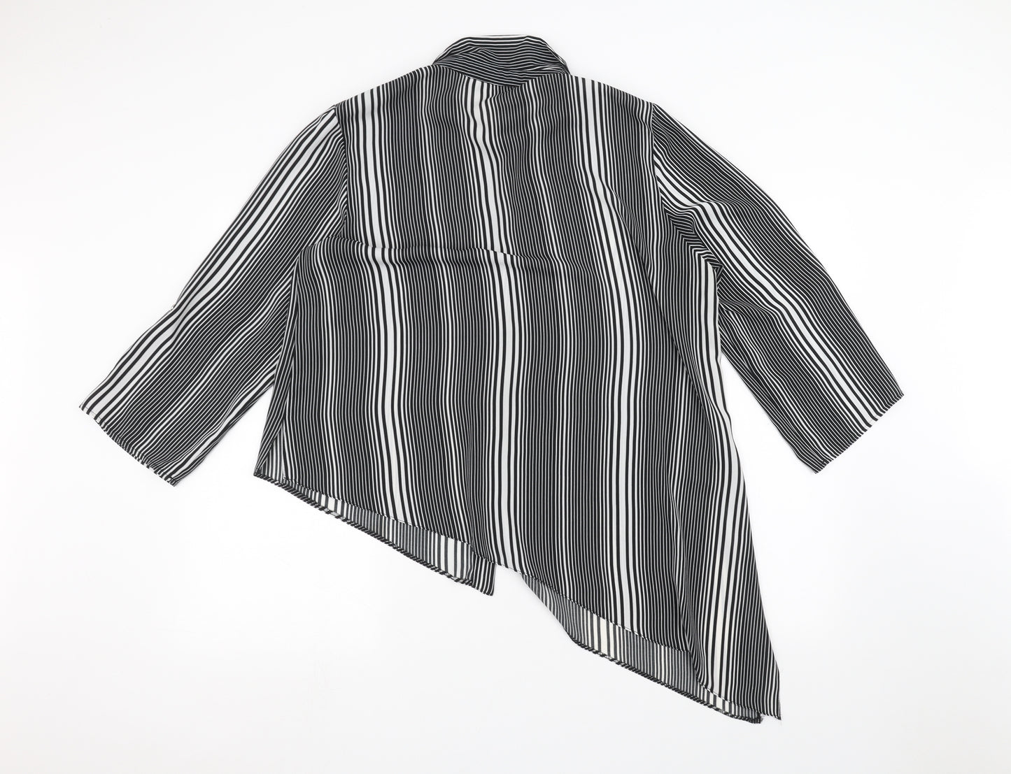 Peacocks Womens White Striped  Basic Button-Up Size 14