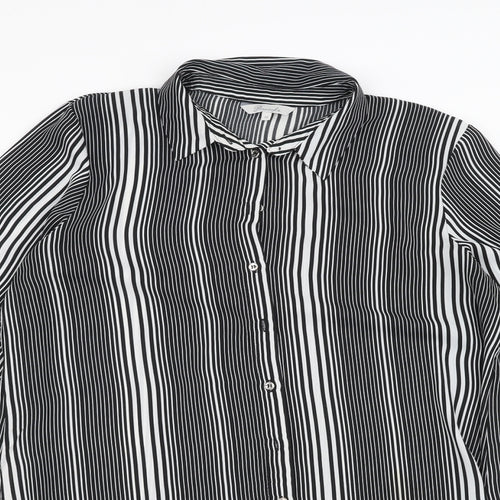 Peacocks Womens White Striped  Basic Button-Up Size 14