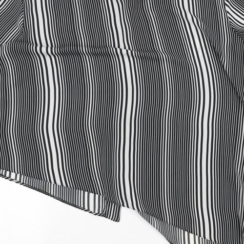 Peacocks Womens White Striped  Basic Button-Up Size 14