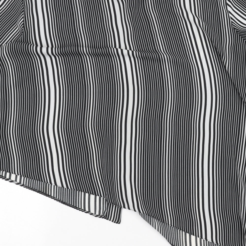 Peacocks Womens White Striped  Basic Button-Up Size 14