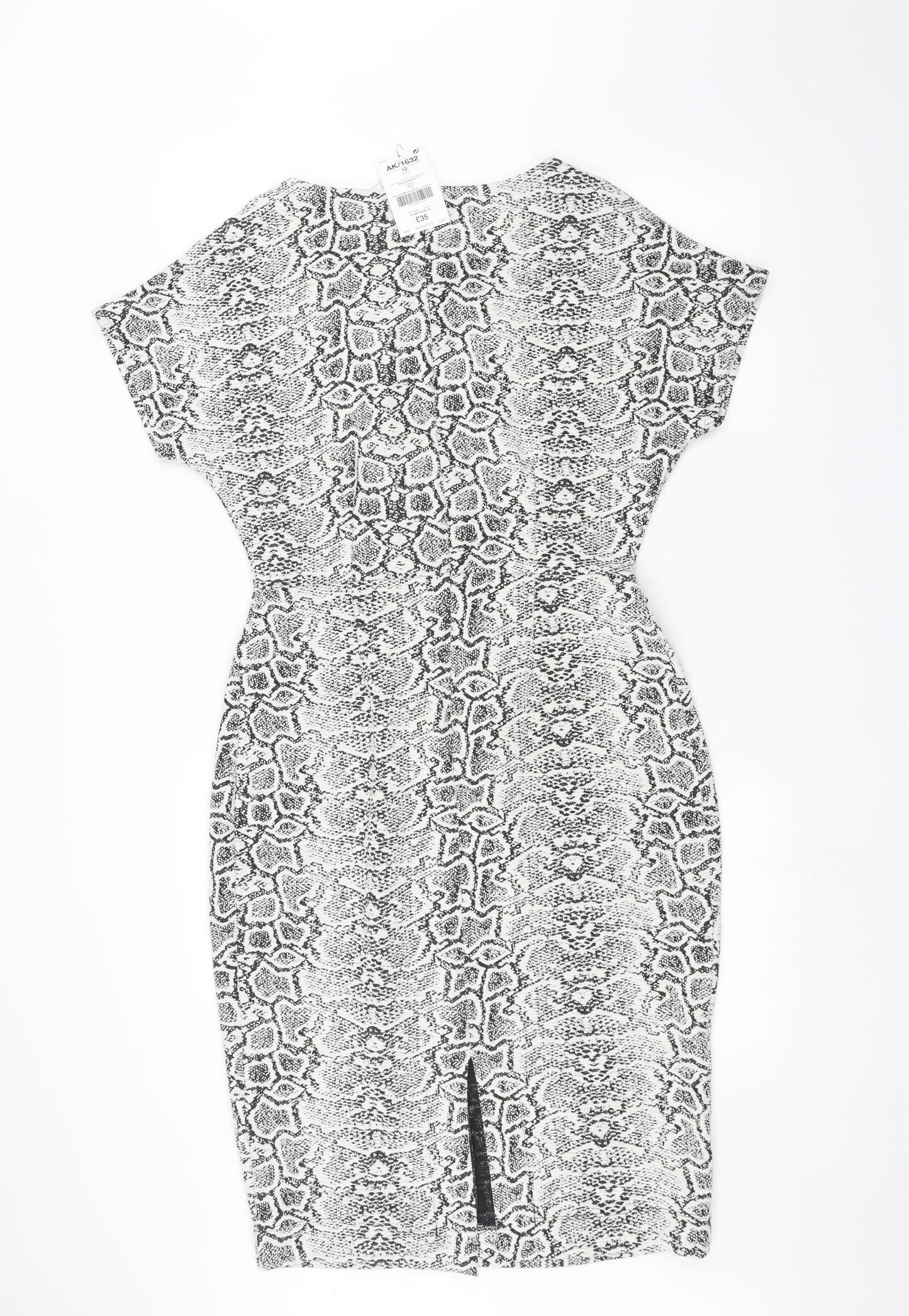 NEXT Womens White Animal Print  Pencil Dress  Size 12