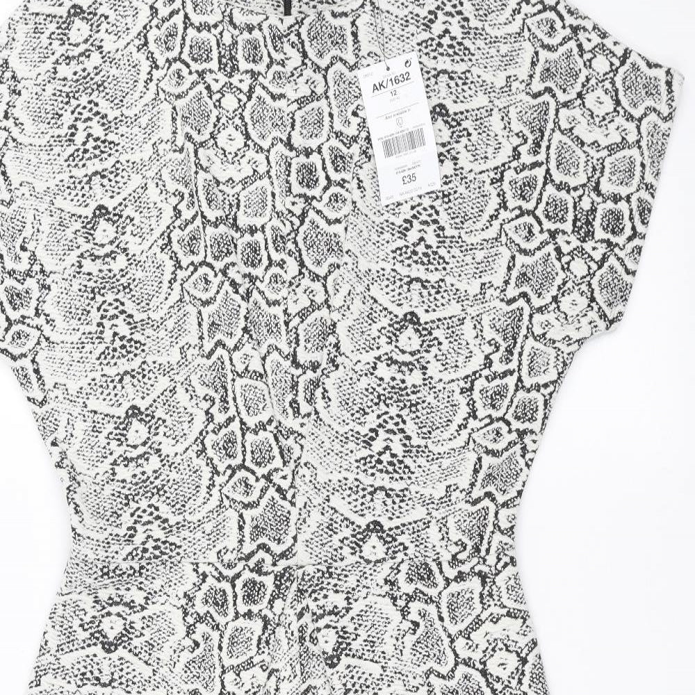 NEXT Womens White Animal Print  Pencil Dress  Size 12