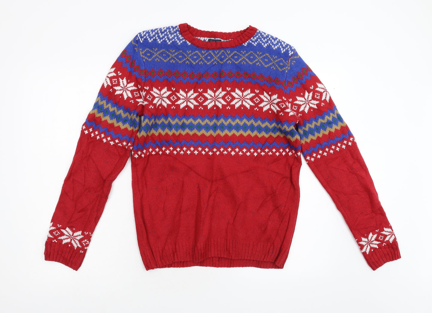 NEXT Boys Red Geometric Knit Pullover Jumper Size 13 Years