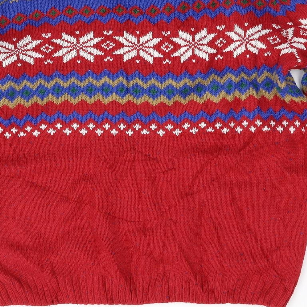 NEXT Boys Red Geometric Knit Pullover Jumper Size 13 Years