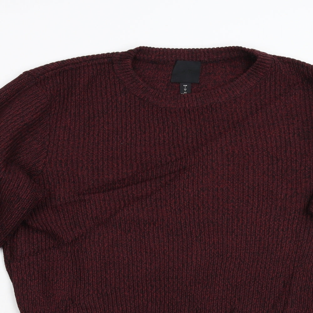H&M Mens Red  Knit Pullover Jumper Size L