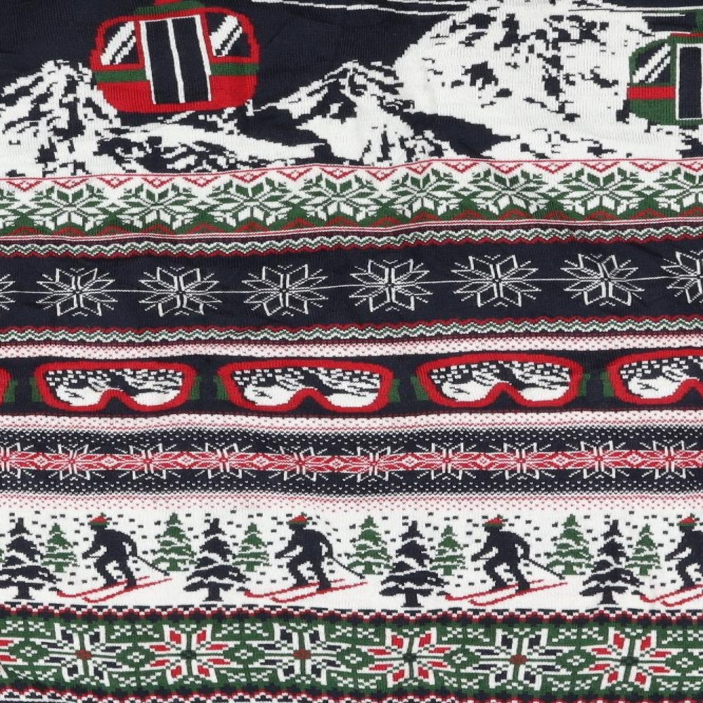 F&F Mens Multicoloured Geometric Knit Pullover Jumper Size 2XL