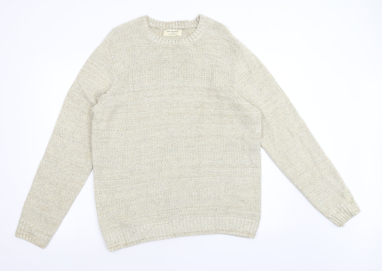 Primark Mens Beige  Knit Pullover Jumper Size L