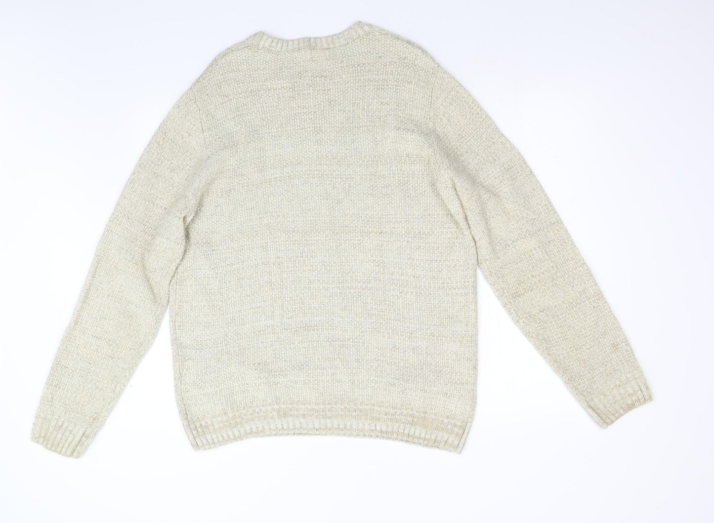 Primark Mens Beige  Knit Pullover Jumper Size L