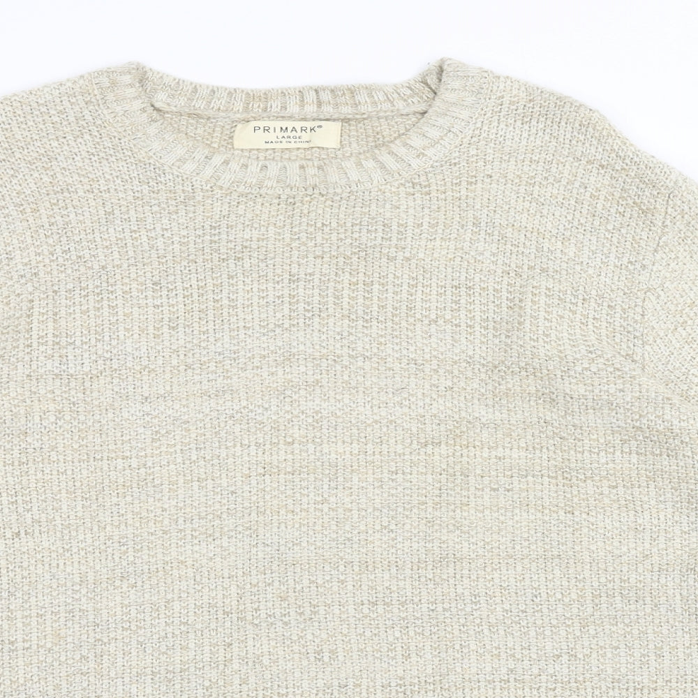 Primark Mens Beige  Knit Pullover Jumper Size L
