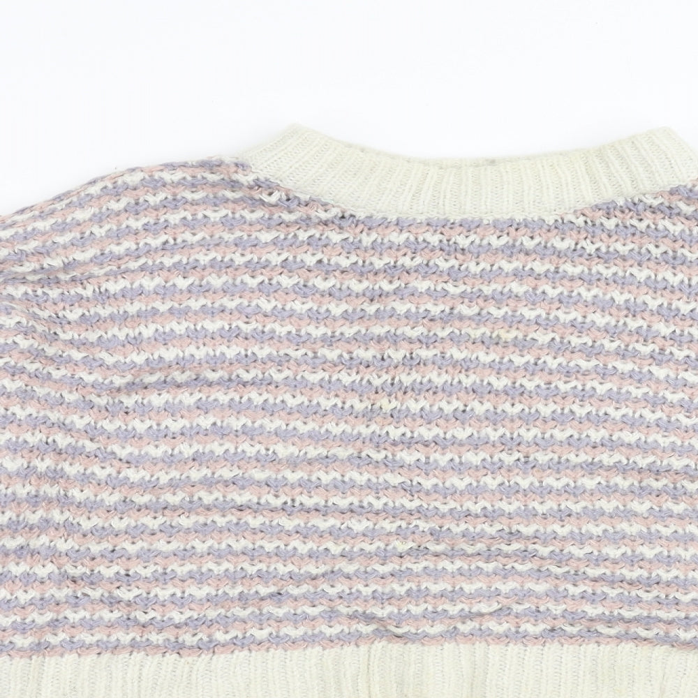 Topshop Womens Multicoloured Striped Knit Pullover Jumper Size L