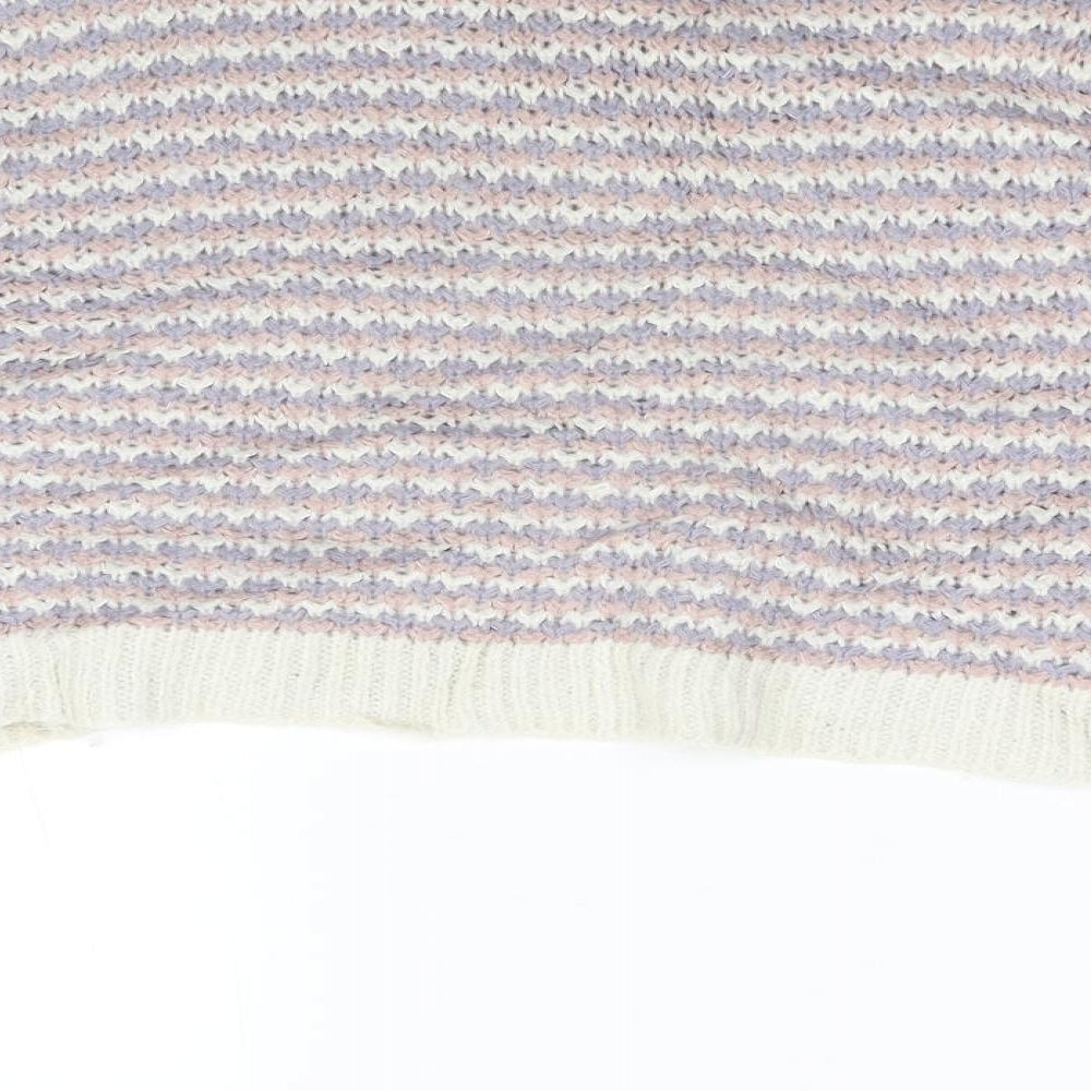 Topshop Womens Multicoloured Striped Knit Pullover Jumper Size L