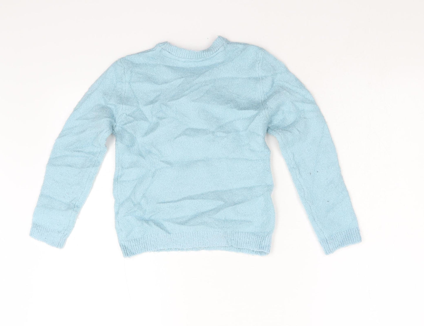 M&S Girls Blue  Knit Pullover Jumper Size 6-7 Years
