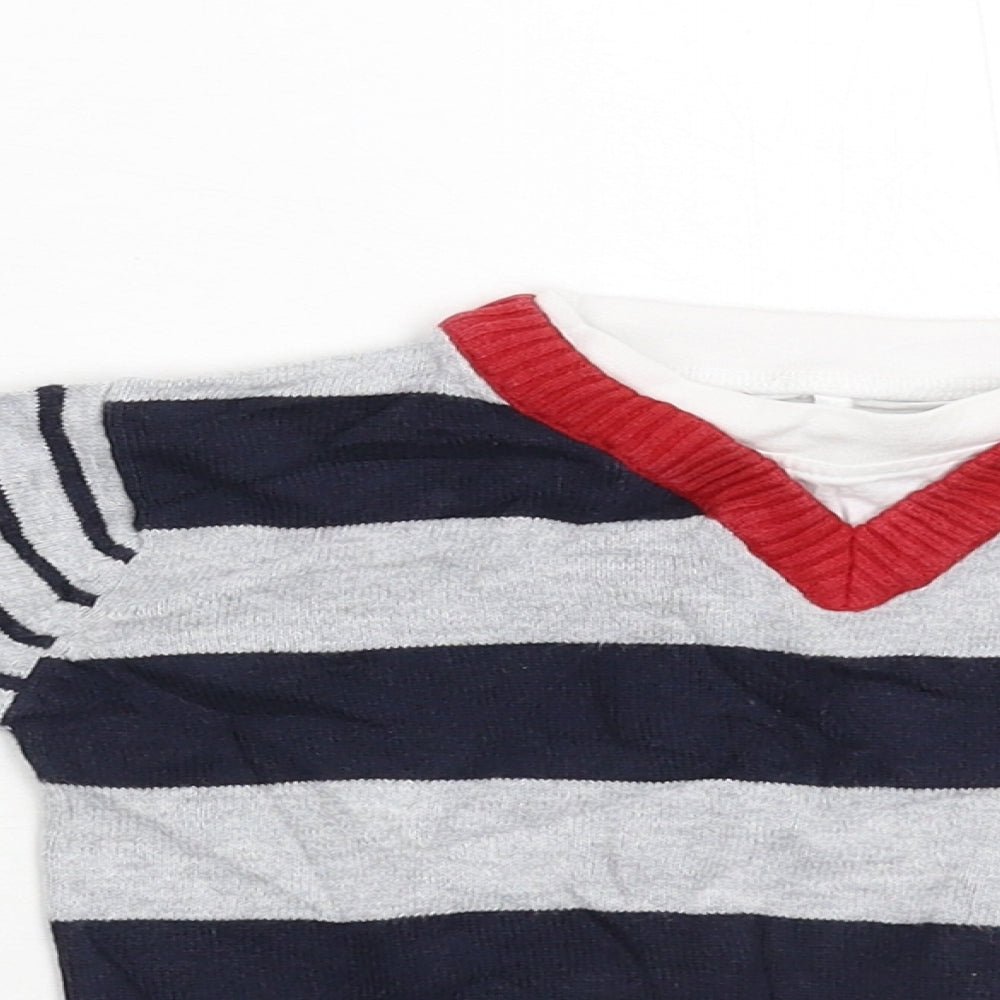 George Baby Grey Striped Knit Pullover Jumper Size 9-12 Months
