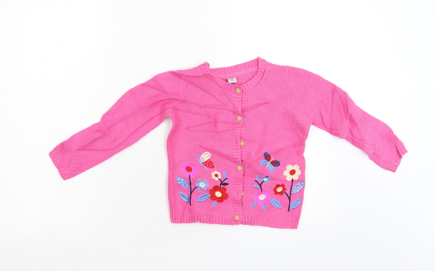 TU Girls Pink Floral Knit Cardigan Jumper Size 3-4 Years