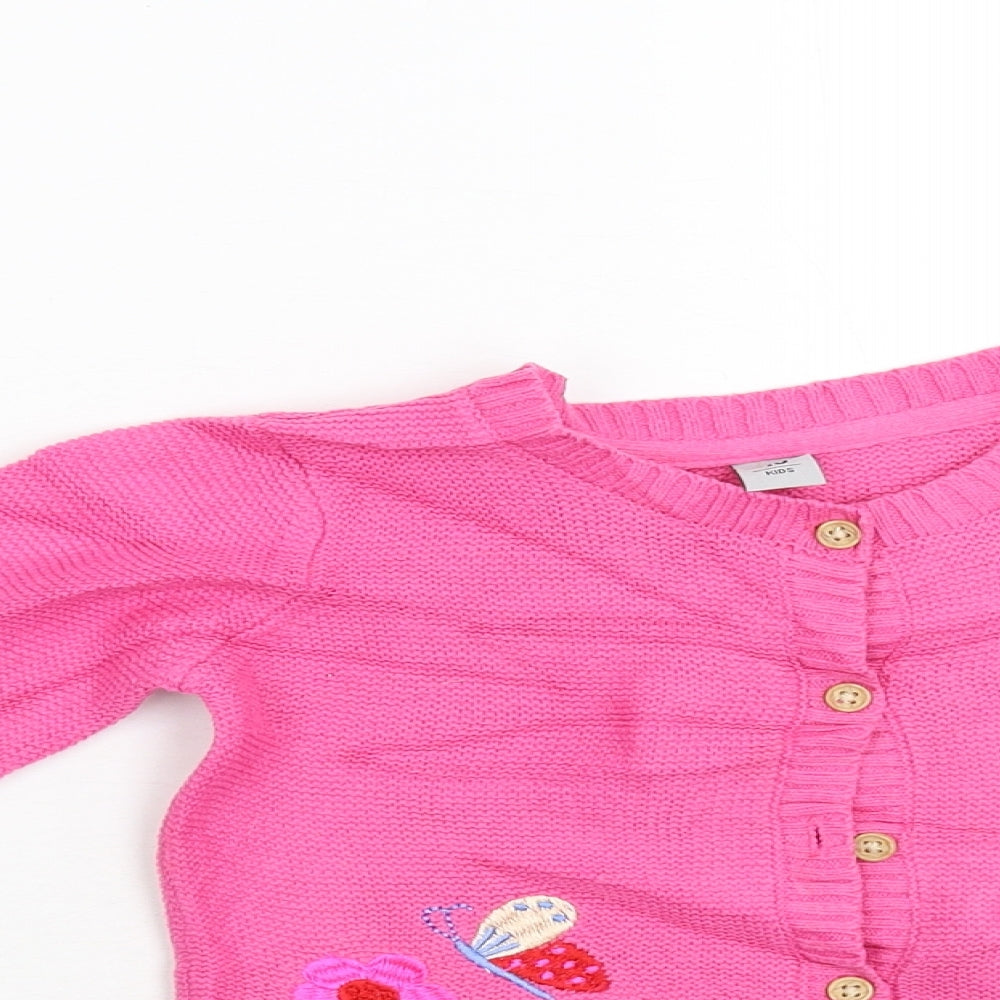 TU Girls Pink Floral Knit Cardigan Jumper Size 3-4 Years