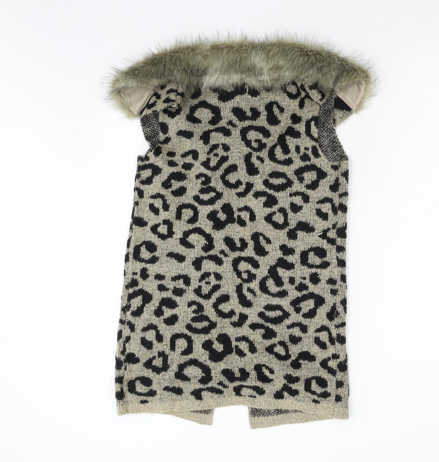Primark Girls Brown Animal Print Knit Cardigan Jumper Size 10-11 Years