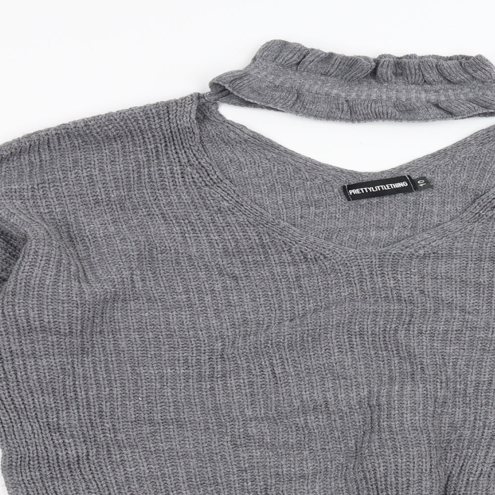 Pretty Little Thing Womens Grey  Knit Pullover Jumper Size 10