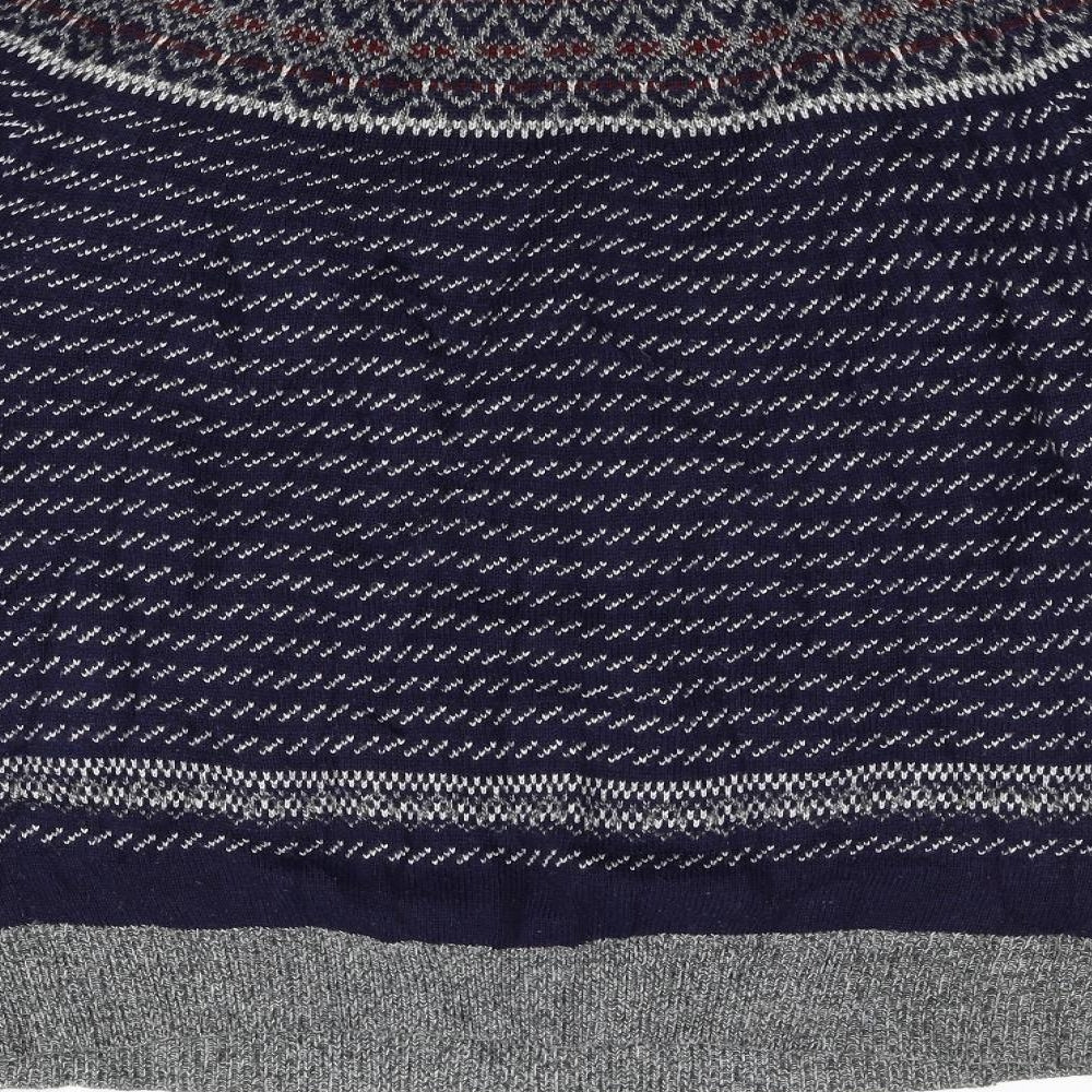 George Mens Blue Geometric Knit Pullover Jumper Size L