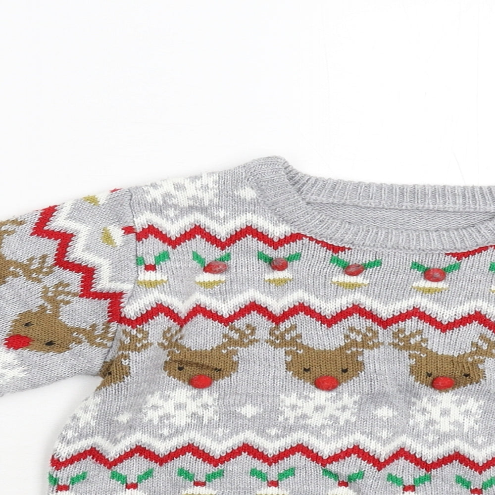 Matalan Boys Grey  Knit Pullover Jumper Size 3-4 Years  - Christmas