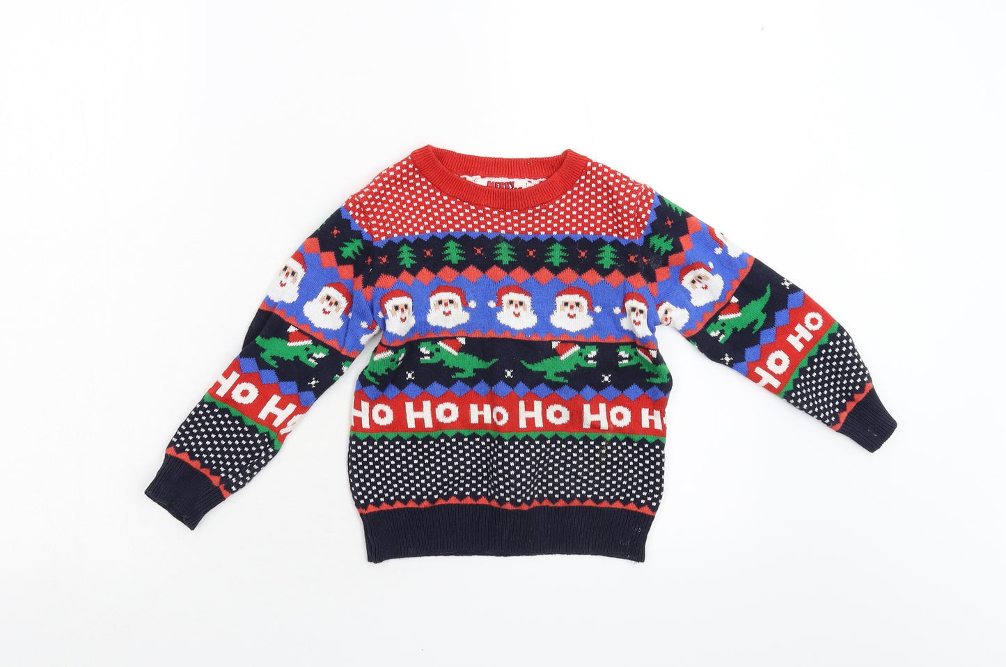 F&F Boys Multicoloured Geometric Knit Pullover Jumper Size 2-3 Years
