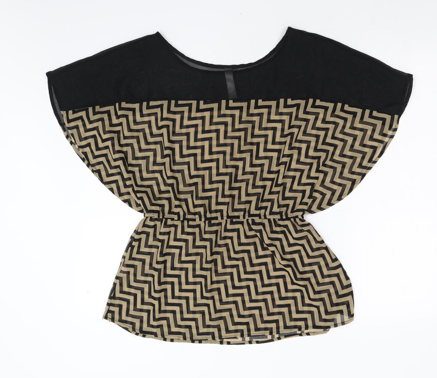 Tini Lili Womens Brown Geometric  Basic Blouse Size M