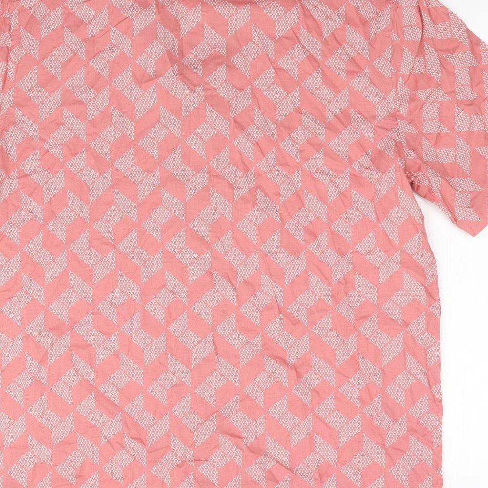 George Mens Pink Geometric   Button-Up Size M
