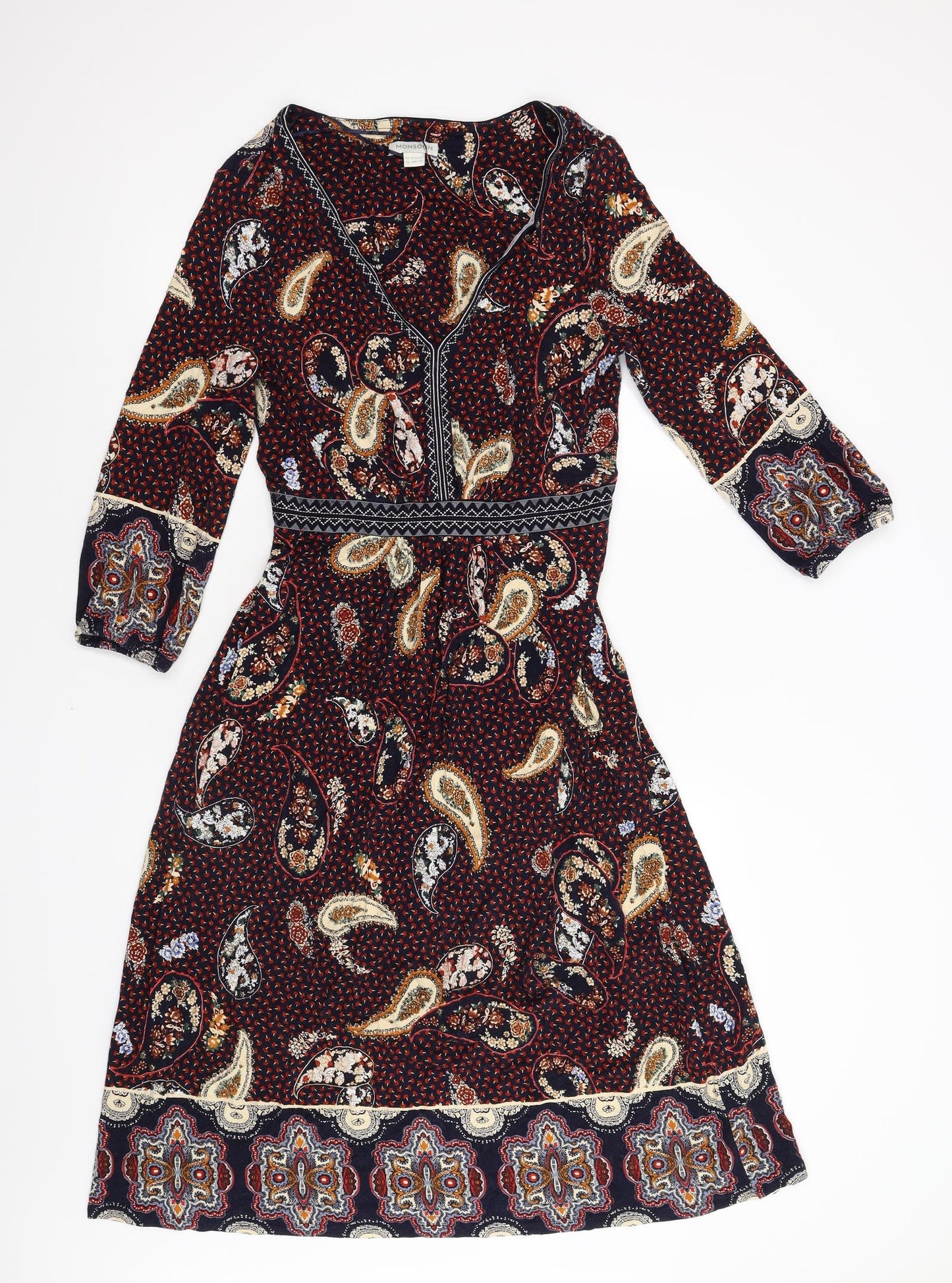 Monsoon Womens Multicoloured Paisley  Fit & Flare  Size 12