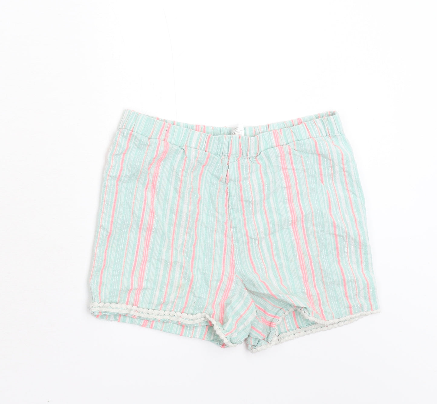 George Girls Green Striped  Utility Shorts Size 9-10 Years