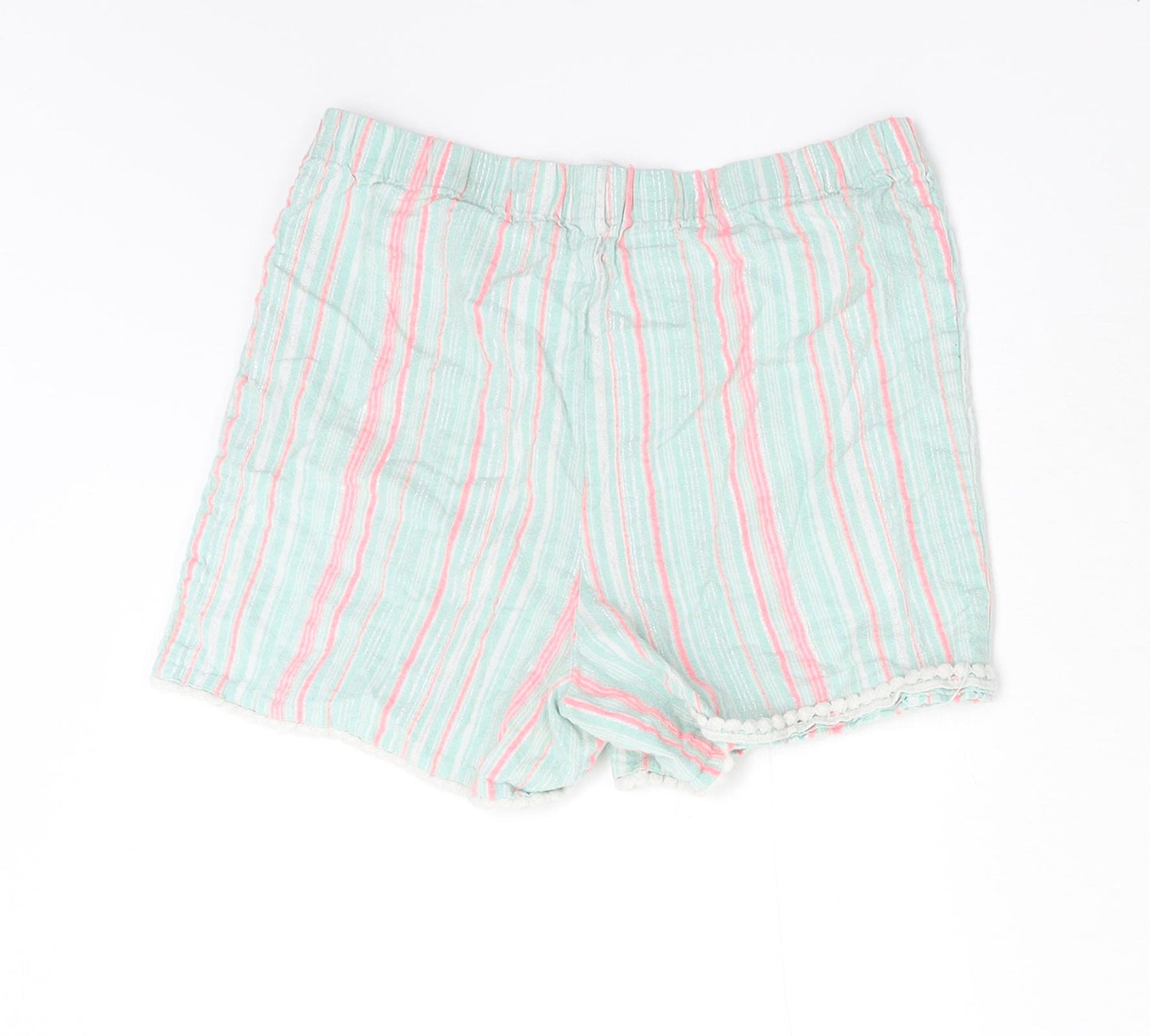 George Girls Green Striped  Utility Shorts Size 9-10 Years