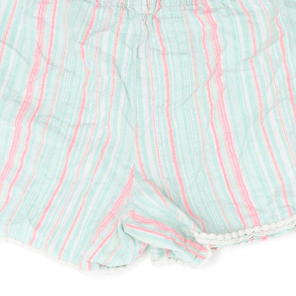 George Girls Green Striped  Utility Shorts Size 9-10 Years