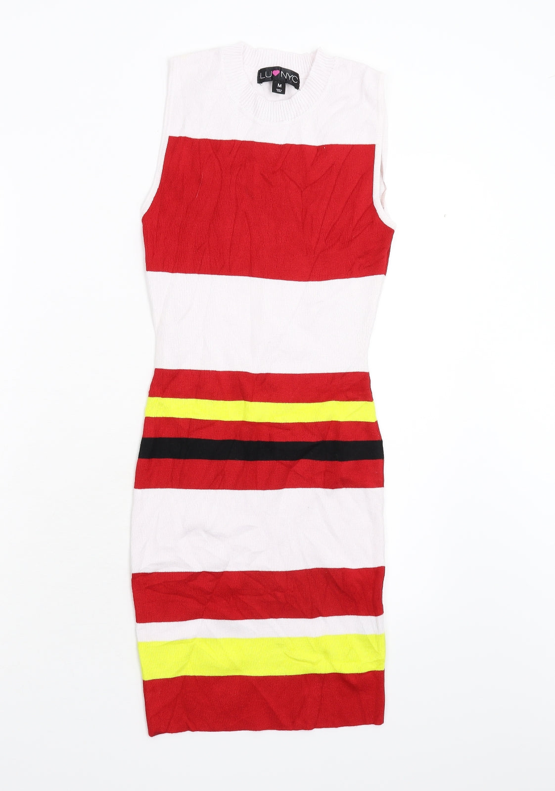 LU NYC Womens Multicoloured Colourblock Knit Jumper Dress  Size M