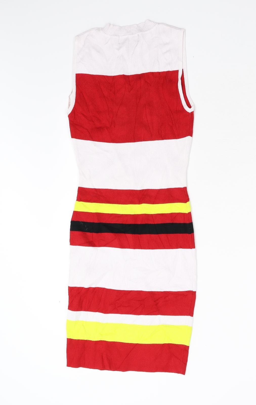 LU NYC Womens Multicoloured Colourblock Knit Jumper Dress  Size M