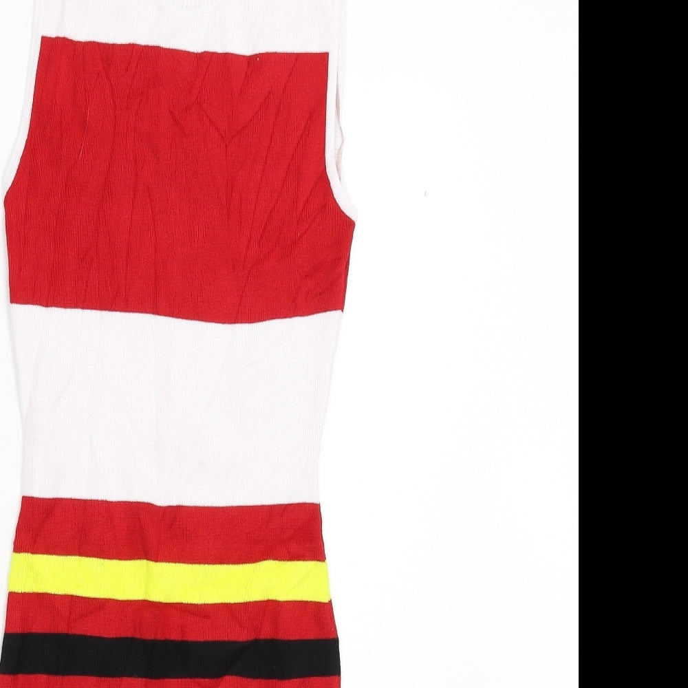 LU NYC Womens Multicoloured Colourblock Knit Jumper Dress  Size M