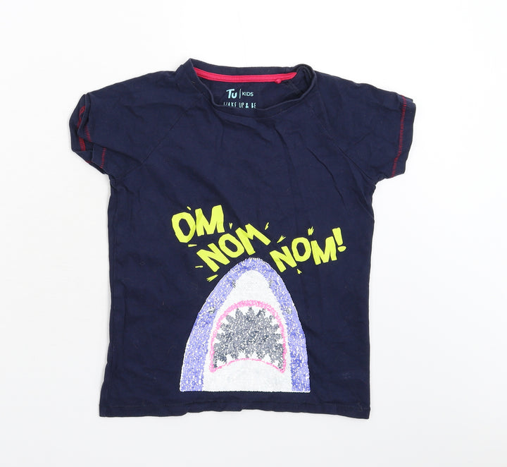 TU Girls Blue Solid Top Pyjama Top Size 9-10 Years