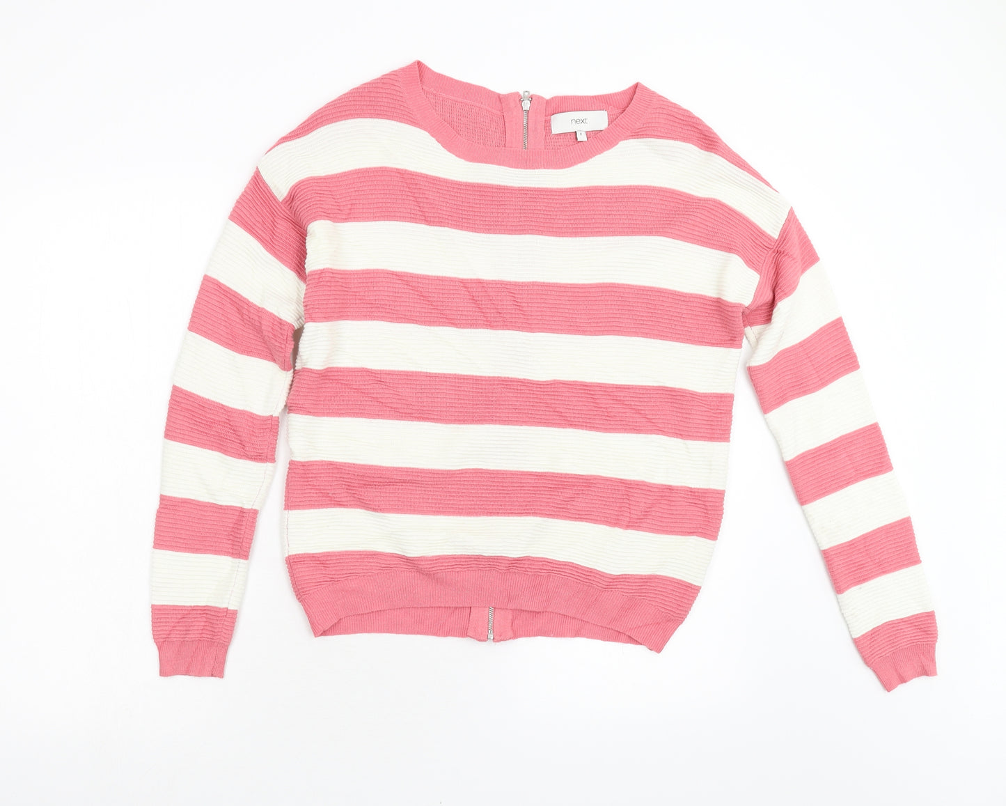 NEXT Womens Pink Striped Knit Pullover Jumper Size 8