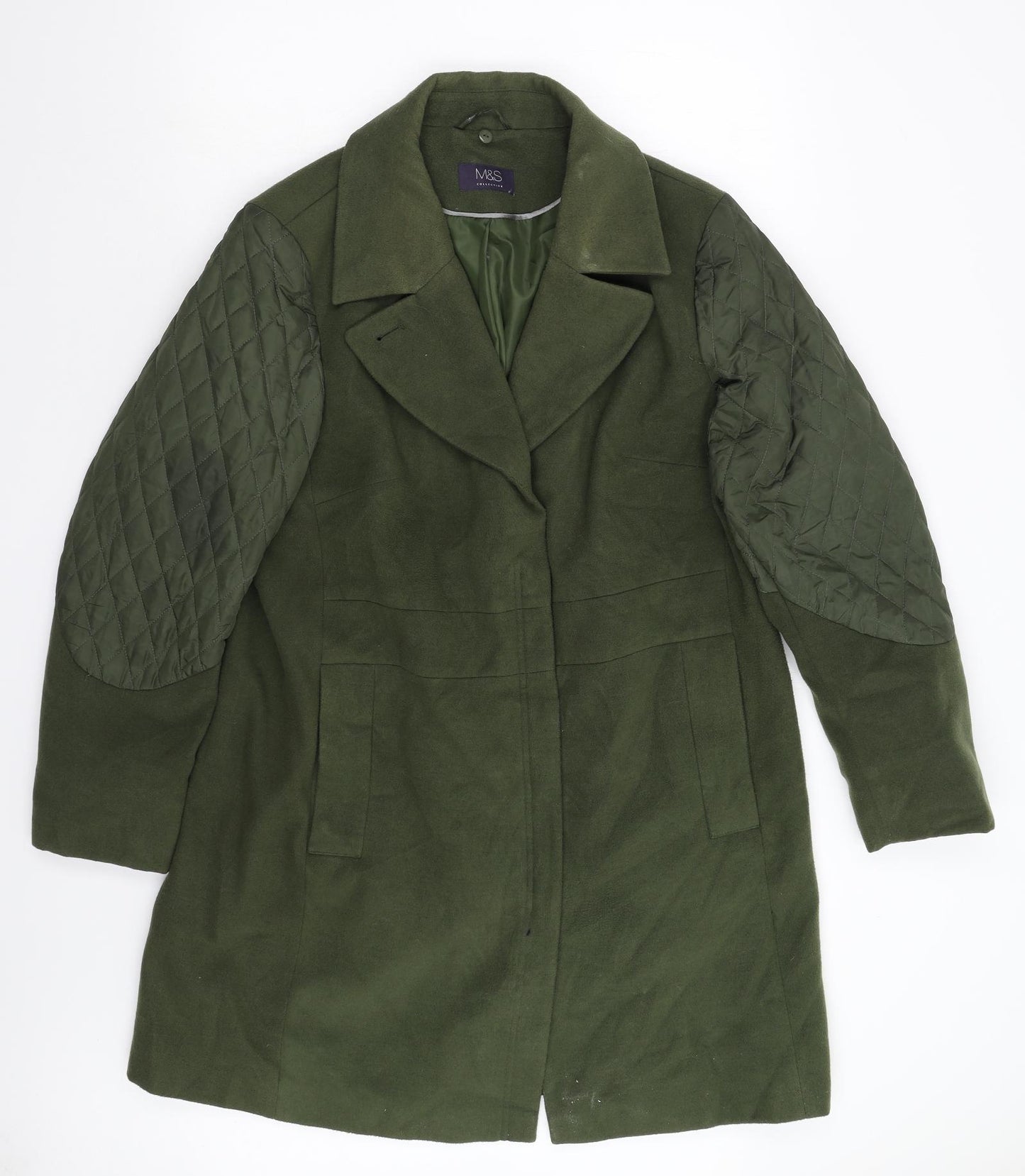 M&S Womens Green   Overcoat Coat Size 18