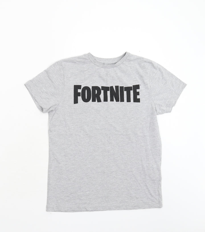 Primark Boys Grey   Basic T-Shirt Size M  - Fortnite