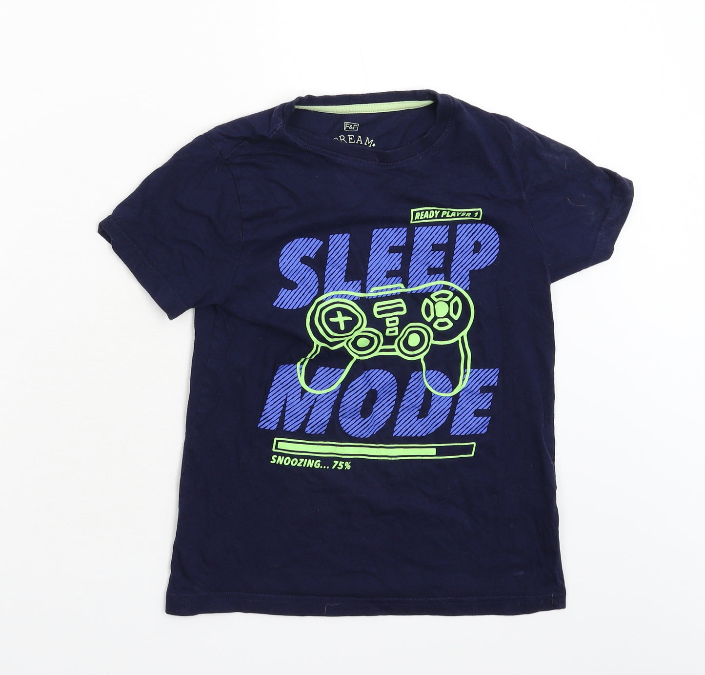 F&F Boys Blue Solid   Pyjama Top Size 9-10 Years