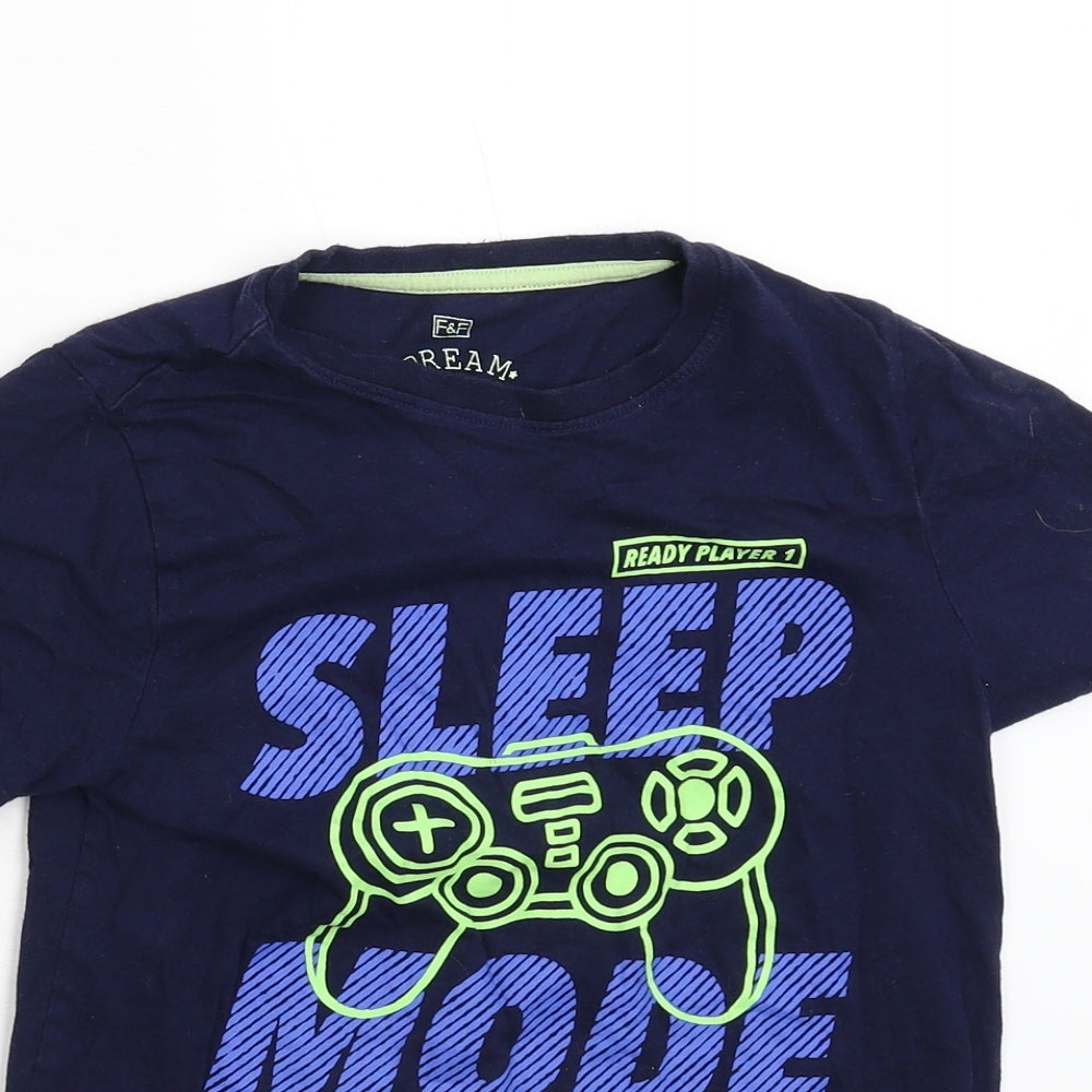 F&F Boys Blue Solid   Pyjama Top Size 9-10 Years