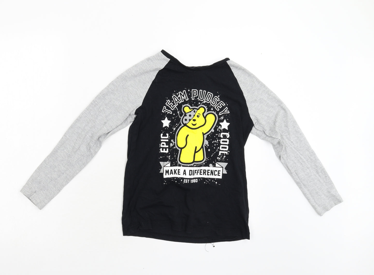 George Girls Black   Basic T-Shirt Size 9-10 Years  - Pudsey