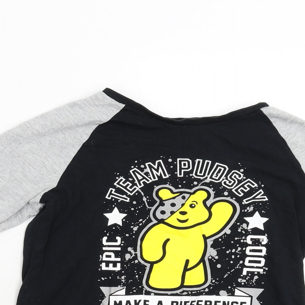 George Girls Black   Basic T-Shirt Size 9-10 Years  - Pudsey