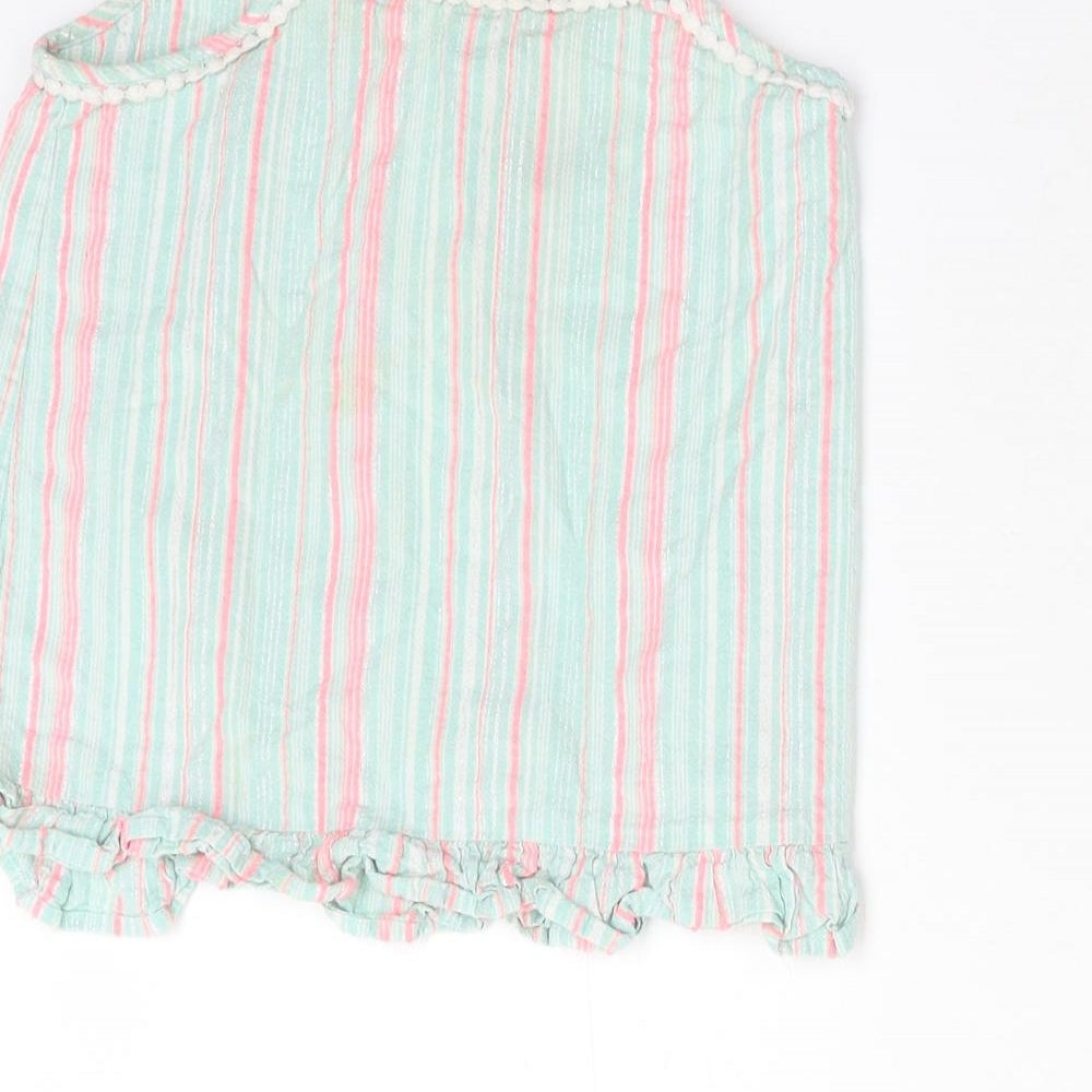 George Girls Green Striped  Basic Tank Size 9-10 Years