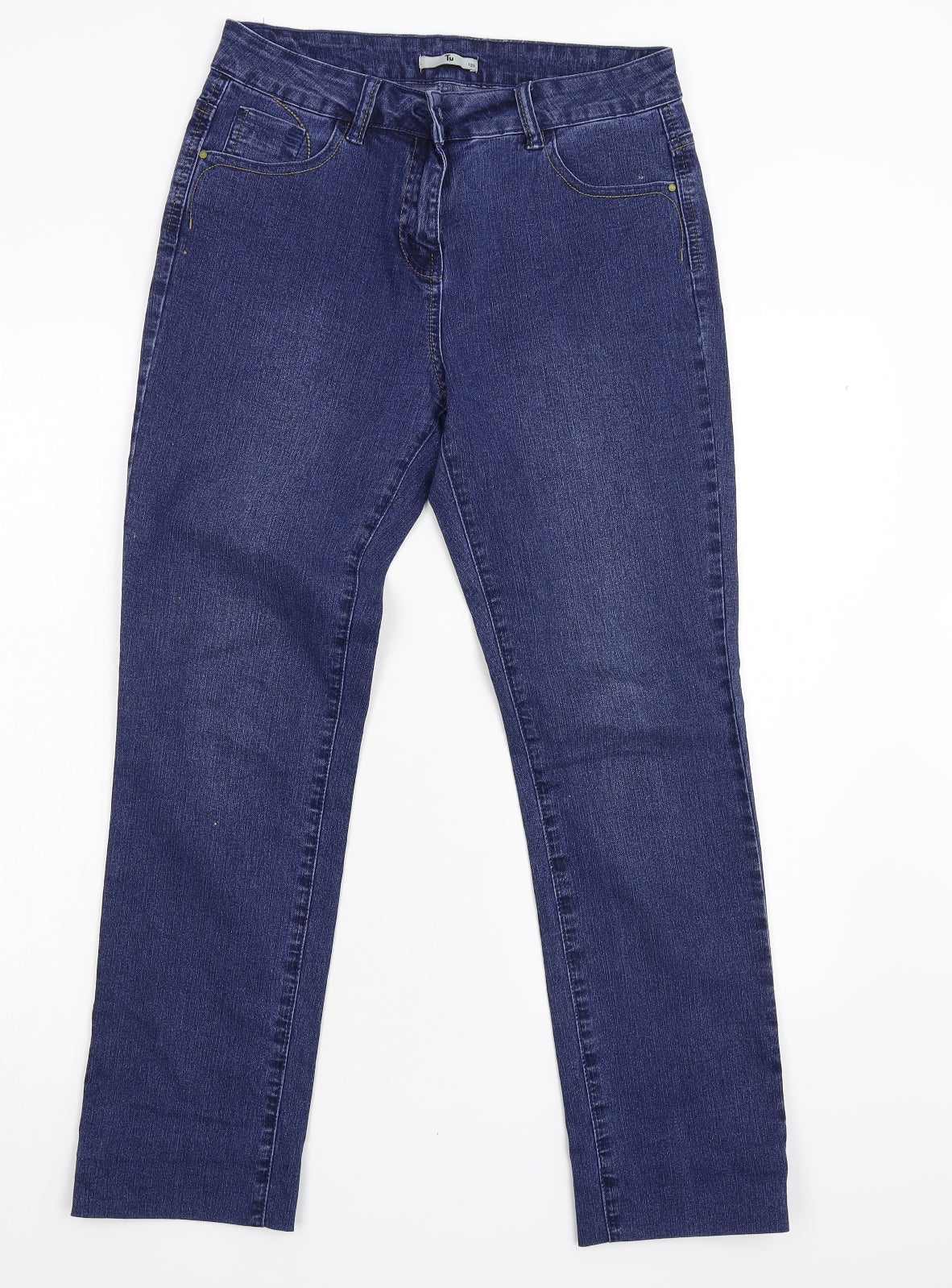 TU Womens Blue  Denim Straight Jeans Size 12 L28 in
